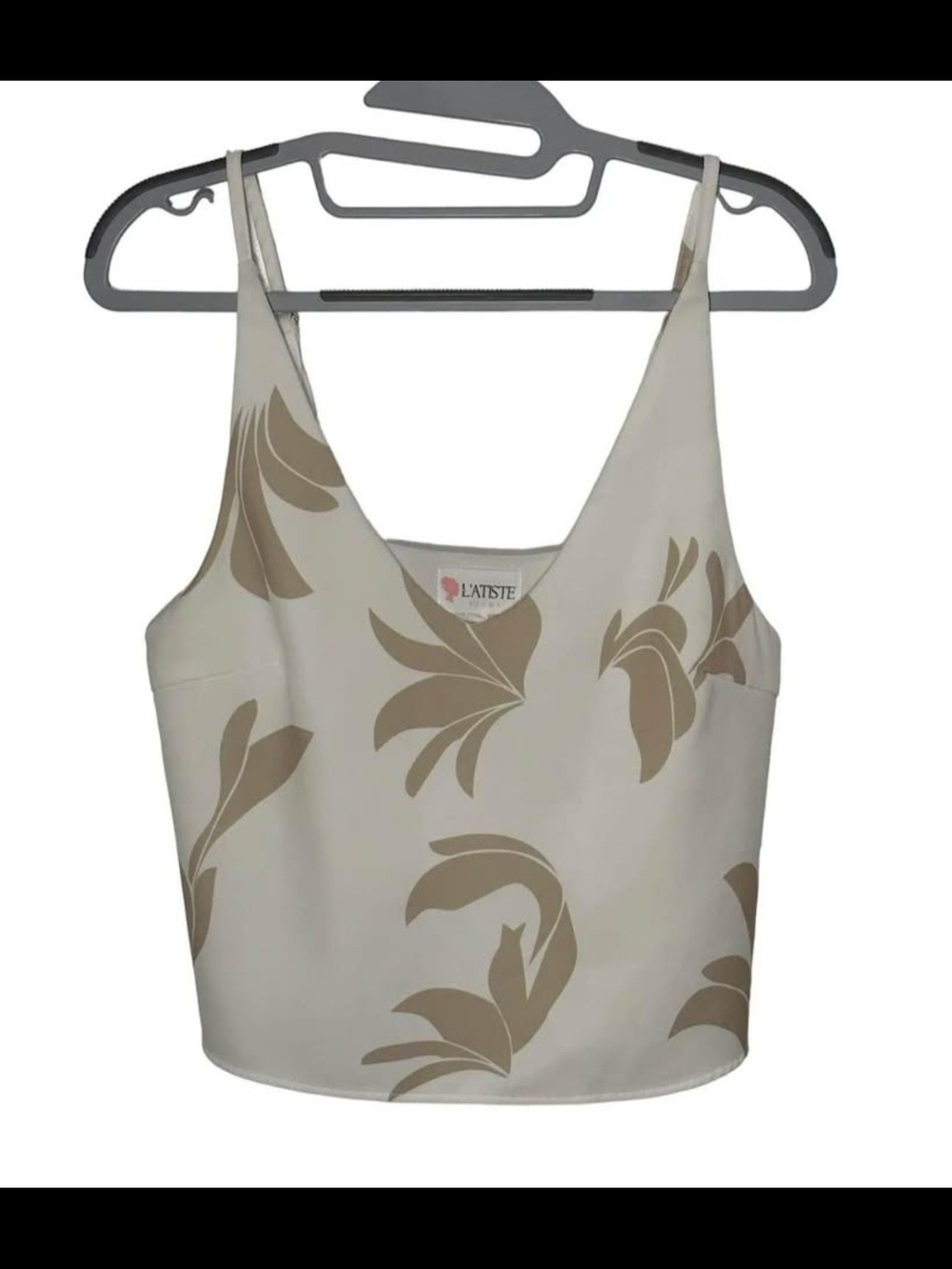 L'ATISTE Cream Cami with Tan Floral Print